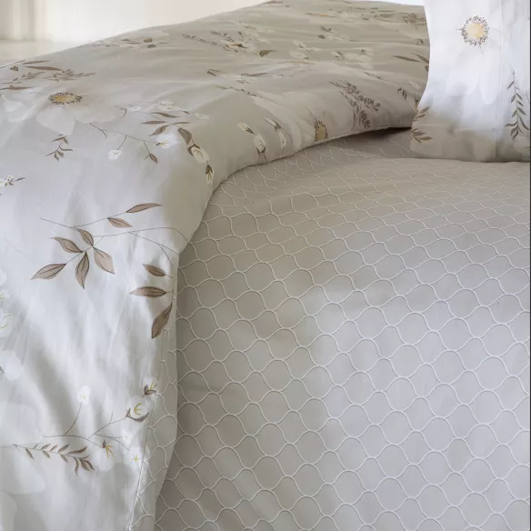 Funda nórdica algodón egipcio multicolor flores cierre con botones reversible