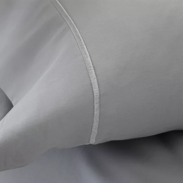 detalle almohada funda nórdica satén algodón 400 hilos gris calidad hotel cinco estrellas