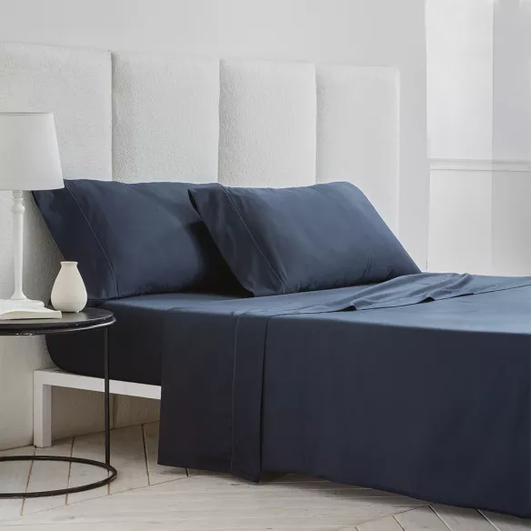 juego de sabanas satén algodón egipcio 400 hilos azul