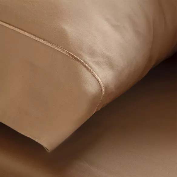 funda nórdica satén 300 hilos terracota cierre con botones muy suave