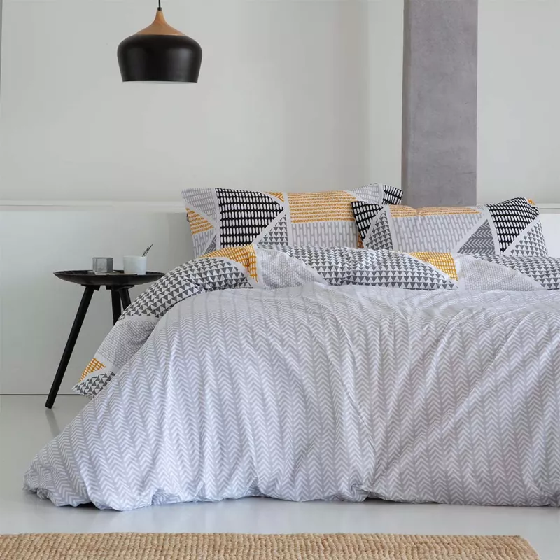 funda de relleno nórdico gris y mostaza mezcla