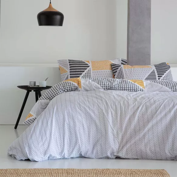 funda de relleno nórdico gris y mostaza mezcla