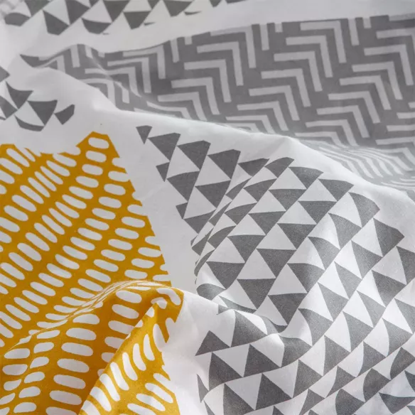 juego de sábanas no se arruga gris y mostaza