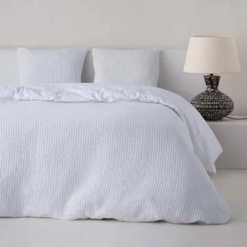 funda nórdica waffle tejido nido de abeja blanco 2