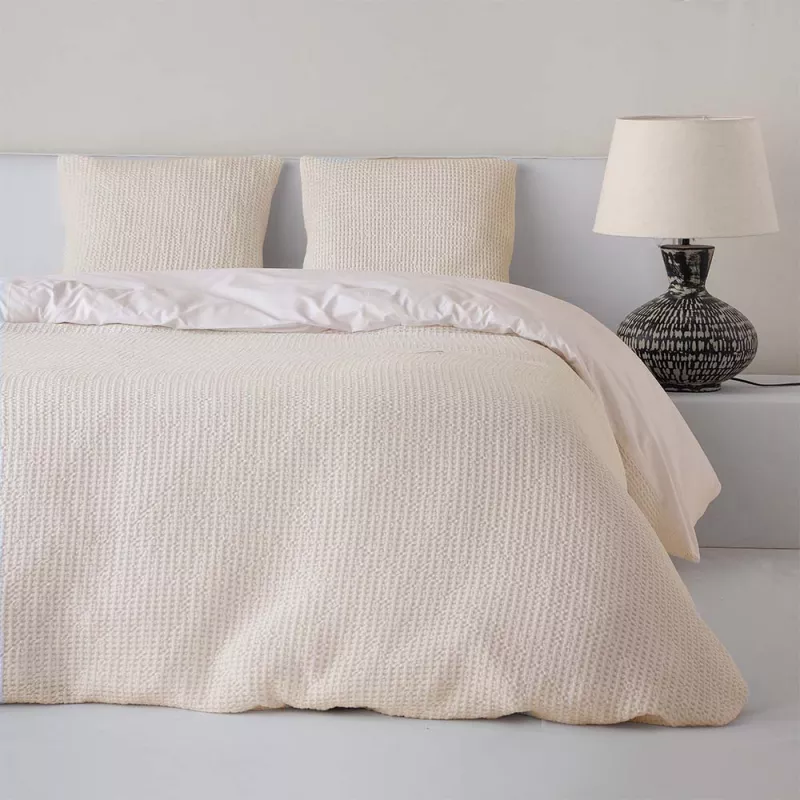 funda edredón nórdico nido abeja waffle beige