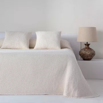 colcha de verano primavera otoño tejido nido de abeja beige 2