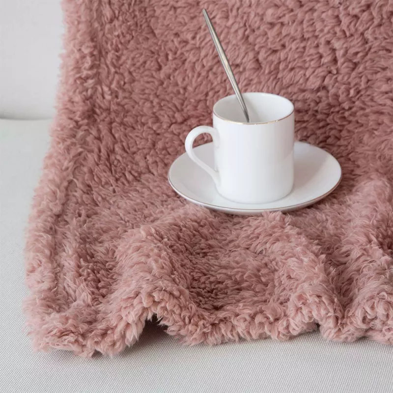 plaid decorativo cálido y suave color nude para viaje cama sofá