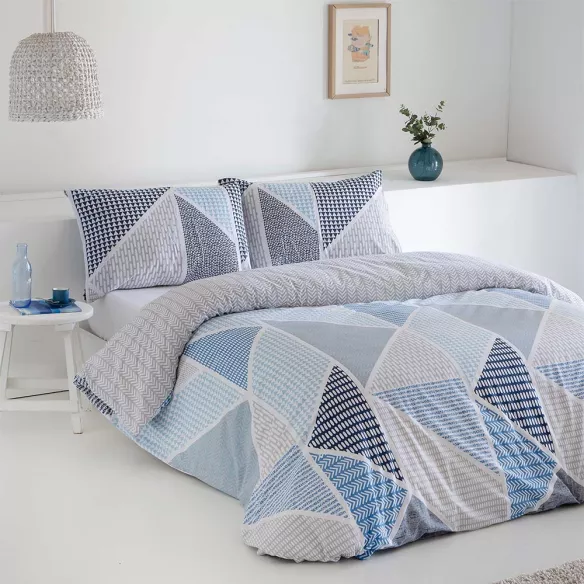 funda edredón nórdica azul poliéster algodón