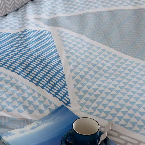 funda nórdica cierre botones azul reversible