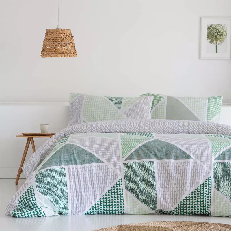 funda nórdica verde algodón poliéster