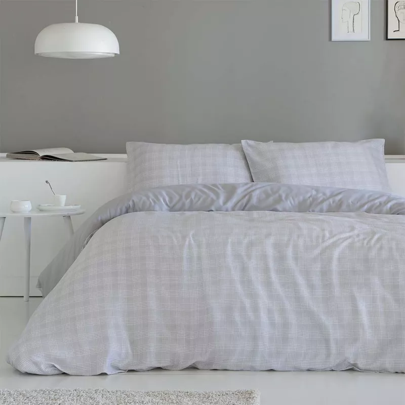 funda nórdica satén algodón 200 hilos gris