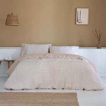 funda edredón nórdico beige satén algodón 200 hilos 2