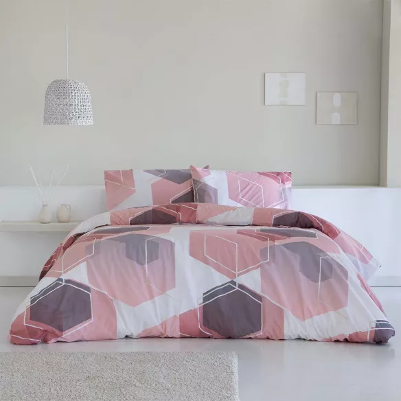 funda nórdica edredón algodón poliéster rosa estampado nude