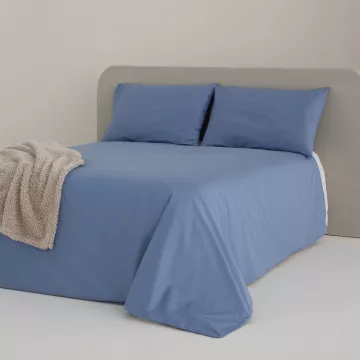 funda edredón nórdico liso azul percal algodón 200 hilos