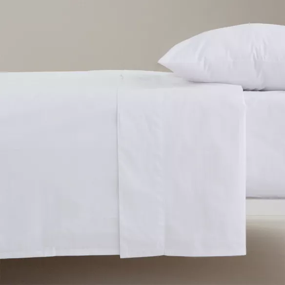 juego de cama sábanas liso blanco percal algodón 200 hilos