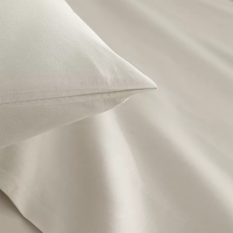juego de sábanas lisas suaves y resistentes beige percal algodón 200 hilos