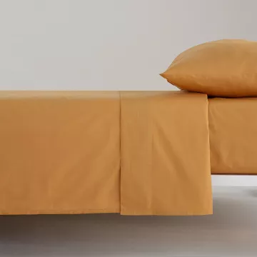 juego de sábanas liso percal algodón 200 hilos ocre naranja 2