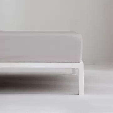 sábana bajera ajustable gris percal algodón 200 hilos