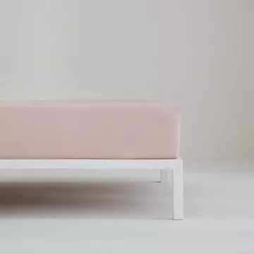 sábana bajera ajustable nude rosa percal algodón 200 hilos