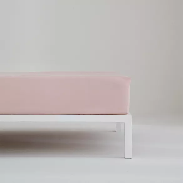 sábana bajera ajustable nude rosa percal algodón 200 hilos