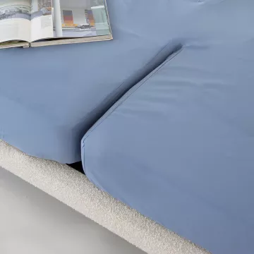 Sábana bajera ajustable camas dobles articuladas azul percal algodón 200 hilos 2