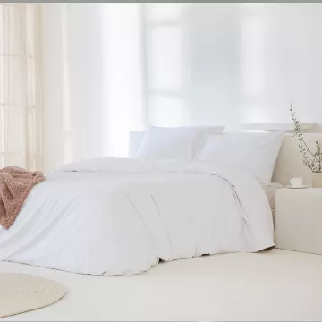 funda edredón nórdico percal algodón 200 hilos blanco