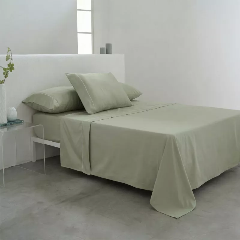 juego de cama satén algodón egipcio verde 300 hilos