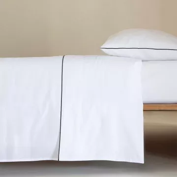 juego de sábanas satén 300 hilos algodón egipcio blanco con filo negro