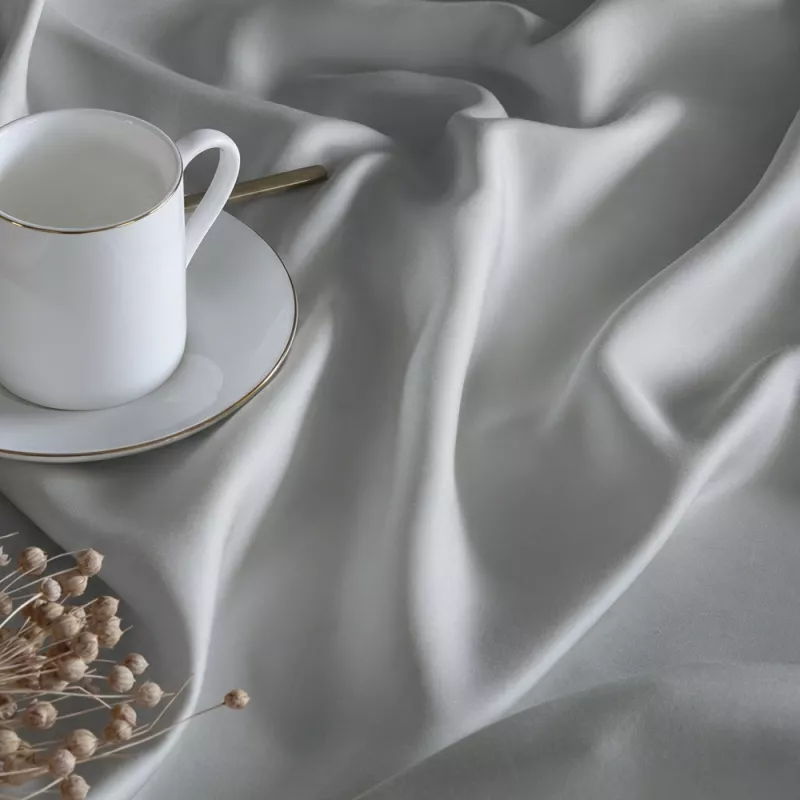 funda nórdica satén algodón egipcio 300 hilos gris perla