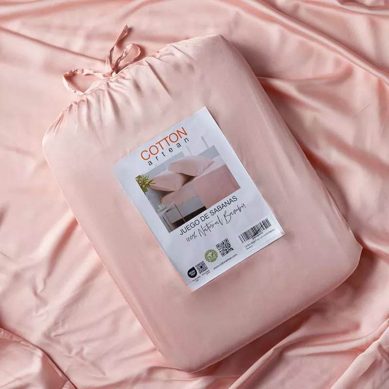 sábanas suaves y ligeras fresquitas color nude rosa bambú orgánico