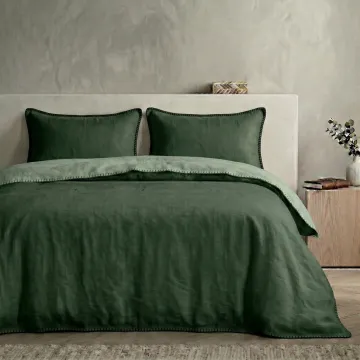 COTTON ARTEAN - Funda nórdica Harria Verde reversible percal algodon 200 HILOS 2