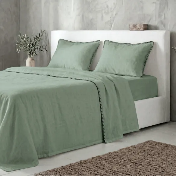 COTTON ARTEAN  - Juego de sábanas modelo HARRIA Verde. Percal algodón 200 hilos.