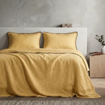COTTON ARTEAN  - Juego de sábanas modelo HARRIA Mostaza. Percal algodón 200 hilos. 2