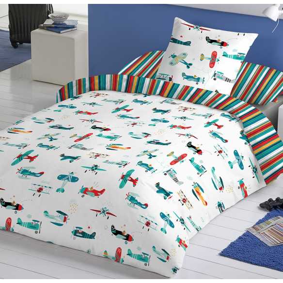 funda de edredon reversible infantil avioncitos